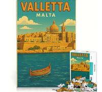 Rompecabezas de 1000 Piezas para Adultos Póster de Viaje Vintage de La Valeta Malta Juguetes antiestrés decoración del hogar Regalos de cumpleaños 38x52cm