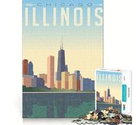 Rompecabezas de 1000 Piezas para Adultos,póster del Horizonte de Chicago,Juego de Corte sin Costuras,Juguete para Resolver Problemas,Juego Casual,Escena navideña,Arte (50x75cm)
