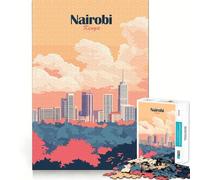 Rompecabezas de 1000 Piezas para Adultos,póster del Horizonte de Nairobi,Arte de Borde Premium,Rompecabezas,Regalo,Juego Casual,Actividad de cumpleaños (38x26cm)