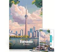Rompecabezas de 1000 Piezas para Adultos Póster del Horizonte de Toronto, Piezas de Corte Limpio, Juego de Habilidad Mental, Momento de Calma, Divertido, Escena navideña, Arte (50x75cm)