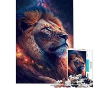 Rompecabezas de 1000 Piezas para Adultos Póster del León Cósmico Rompecabezas para Adultos Juegos Familiares desafío difícil cumpleaños y Navidad (tamaño 38x52cm)