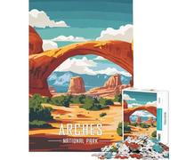 Rompecabezas de 1000 Piezas para Adultos Póster del Parque Nacional Arches Juego práctico Juguetes educativos Regalo de cumpleaños (tamaño 38x26cm)