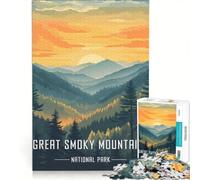 Rompecabezas de 1000 Piezas para Adultos Póster del Parque Nacional de Las Grandes Montañas Humeantes, decoración de Pared, Juego de Carreras de Velocidad, Ideal para Decorar un Escritorio 50x75cm