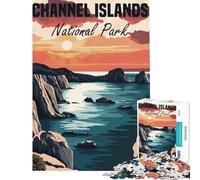Rompecabezas de 1000 Piezas para Adultos Póster del Parque Nacional de Las Islas del Canal Ideal para cumpleaños y Navidad Juegos educativos para Mayores de 14 años 38x26cm