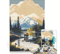 Rompecabezas de 1000 Piezas para Adultos Póster del Parque Nacional Katmai, Juegos relajantes, Montaje de Patrones, Lista de Deseos con Papá Noel 50x75cm
