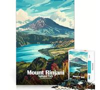 Rompecabezas de 1000 Piezas para Adultos,póster del Parque Nacional Monte Rinjani,Juego de ingenio,Divertido y Tranquilo, (38x26cm)