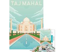 Rompecabezas de 1000 Piezas para Adultos póster del Taj Mahal de la India Juego práctico Juguetes educativos Regalos de cumpleaños para Toda la Familia tamaño 75x50cm