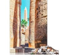 Rompecabezas de 1000 Piezas para Adultos, póster del Templo de Karnak, Rompecabezas Cuadrado de Madera para Adultos, decoración del hogar, Regalos navideños, 1000 Piezas (75 x 50 cm)