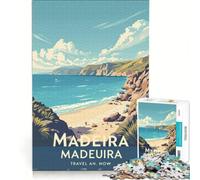 Rompecabezas de 1000 Piezas para Adultos, póster Madeira, Juego Imposible, interacción Entre Padres e Hijos, Lista de Deseos con Papá Noel 38x26cm