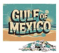 Rompecabezas de 1000 Piezas para Adultos: Póster Retro de Viaje al Golfo de México. Rompecabezas Cuadrado Creativo de Papel para Adultos, Ideal para decoración del hogar. Tamaño: 38 x 26 cm.