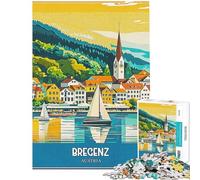 Rompecabezas de 1000 Piezas para Adultos póster turístico de Bregenz Austria Juguetes antiestrés decoración de Pared desafío Educativo (tamaño 38x52cm)
