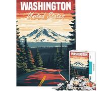 Rompecabezas de 1000 Piezas para Adultos póster turístico del Estado de Washington desafío Educativo Obra de Arte Juguetes antiestrés para Mayores de 14 años (38x52cm)