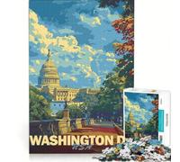 Rompecabezas de 1000 Piezas para Adultos póster Vintage de Washington DC Juego Imposible desafío difícil fortalece el Amor Entre Parejas 38x26cm