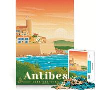 Rompecabezas de 1000 Piezas para Adultos Pósteres de Viaje de Antibes,diseño de Corte preciso,Divertido Juego Mental,Regalo Ideal para Relajarse y divertirse,Regalo de cumpleaños (50x75cm)