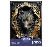 Rompecabezas De 1000 Piezas para Adultos Powerful Golden King Wolf Rompecabezas para Adultos Juegos De Relajación Regalos para Mujeres Desafío Educativo 70x50cm/1000pcs