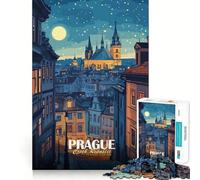 Rompecabezas de 1000 Piezas para Adultos Praga,República Checa,Paisaje Urbano Nocturno,Corte Premium,Divertido,Estimulante para la Mente,Juego Relajante, Tranquilo (50x75cm)