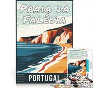 Rompecabezas de 1000 Piezas para Adultos: Praia da Falésia en Portugal Juego para ejercitar la Mente y aliviar el estrés Cada Pieza es única 50x75cm