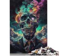 Rompecabezas de 1000 Piezas para Adultos. ¡Prepárate! Rompecabezas Cuadrado Creativo de Calavera de Humo para Adultos. Rompecabezas de Madera para decoración del hogar. 1000 Piezas (75 x 50 cm).
