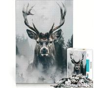 Rompecabezas de 1000 Piezas para Adultos Presencia majestuosa de un Ciervo Juego Imposible interacción Entre Padres e Hijos Ideal para cumpleaños y Navidad 38x26cm