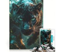 Rompecabezas de 1000 Piezas para Adultos: Primer Plano de la Pantera Negra, Juego de ingenio, Interesante para Reducir el estrés y Mejorar el Amor en Pareja 50x75cm