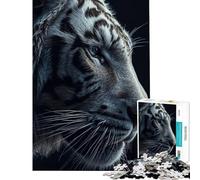 Rompecabezas de 1000 Piezas para Adultos Primer Plano de un majestuoso Tigre Blanco Ayuda a ejercitar el Cerebro Actividades Familiares Juegos educativos Apto para Mayores de 14 años (38x52cm)