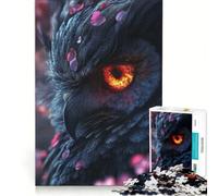 Rompecabezas de 1000 Piezas para Adultos: Primer Plano del búho de Fuego, Juegos educativos, Entrena tu Cerebro y Tus Manos, colección de Artistas, Bellas Artes 38x26cm