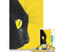 Rompecabezas de 1000 Piezas para Adultos: Primer Plano del Ojo de un Gato Negro, Juego de ingenio, dificultad Alta, para Fortalecer el Amor en Pareja 38x52cm