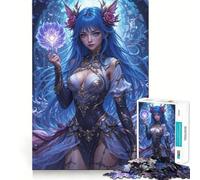 Rompecabezas de 1000 Piezas para Adultos Princesa de fantasía de Cabello Azul,Piezas de Corte Limpio,Actividad Cerebral Inteligente,diversión para Momentos tranquilos,Regalo artístico de cumpleaños