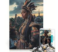 Rompecabezas de 1000 Piezas para Adultos Princesa guerrera en una Ciudad futurista Juegos educativos decoración del hogar colección de Artistas Bellas Artes 38x52cm