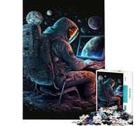 Rompecabezas de 1000 Piezas para Adultos Programador en el Espacio Juegos educativos Juguetes de Aprendizaje Excelentes Regalos y Juguetes Difícil (tamaño 38x52cm)