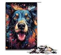 Rompecabezas de 1000 Piezas para Adultos psicodelia Colorida de Perros de Ojos Negros Rompecabezas de Madera para Adultos y niños Herramienta para aliviar el estrés 75 x 50 cm