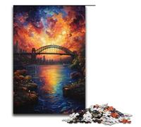 Rompecabezas de 1000 Piezas para Adultos psicodelia Colorida del Puente del Puerto de Sídney Rompecabezas de Madera para niños Juego Educativo 1000 Piezas (38 x 26 cm)