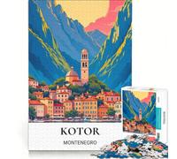Rompecabezas de 1000 Piezas para Adultos: Pueblo costero de Montenegro, Juego de ingenio, antiestrés, Cada Pieza es única 38x52cm