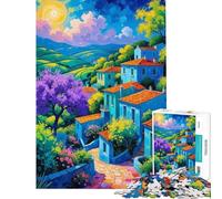 Rompecabezas de 1000 piezas para adultos Pueblo en la ladera de la Provenza al amanecer Rompecabezas para adolescentes con corte de precisión Entrena tu cerebro y tus manos Juguetes educativos 38x52cm