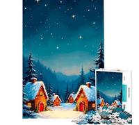 Rompecabezas de 1000 Piezas para Adultos Pueblo Invernal bajo un Cielo Estrellado Juguetes adictivos para Cultivar la Paciencia Juego Familiar para divertirse en Familia Regalo Divertido (50x75cm)