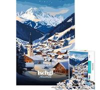 Rompecabezas de 1000 Piezas para Adultos Pueblo Invernal de Ischgl Austria Difícil y desafiante Una Obra de Arte Juegos educativos Apto para Mayores de 14 años (38x52cm)