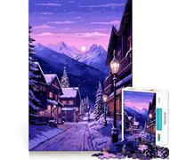 Rompecabezas de 1000 Piezas para Adultos Pueblo Invernal Europeo,Arte,decoración de Bordes limpios,Actividad Cerebral,diversión,Tiempo Libre,Regalo de cumpleaños para la Mente (50x75cm)