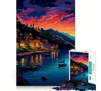 Rompecabezas de 1000 Piezas para Adultos Pueblo Italiano,Arte pixelado,articulaciones Suaves,Divertido Rompecabezas de lógica,Juego Casual,Escena navideña (38x52cm)