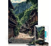 Rompecabezas de 1000 Piezas para Adultos Pueblo japonés Antiguo,decoración de Bordes limpios,Actividad Cerebral,diversión fácil,Regalo de cumpleaños para la Mente (50x75cm)