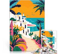 Rompecabezas de 1000 Piezas para Adultos Pueblo mediterráneo de Túnez para divertirse en Familia Interacción Entre Padres e Hijos 75x50cm