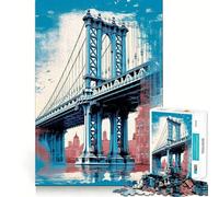 Rompecabezas de 1000 Piezas para Adultos,Puente de Brooklyn,Estilo Vintage,Corte sin Costuras,Juego de resolución de Problemas,Juguete Casual,Escena navideña,Arte (38x26cm)