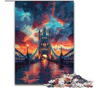 Rompecabezas de 1000 Piezas para Adultos Puente de Inglaterra de Madera, cumpleaños, Navidad y Halloween, 50x75cm, decoración artística DIY, Regalo de cumpleaños