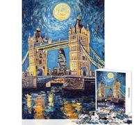 Rompecabezas de 1000 Piezas para Adultos Puente de Londres bajo la luz de la Luna Juego Familiar Regalos para Mujeres Juguete Decorativo para Pared con Piezas de Formas aleatorias Que encajan