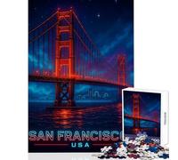 Rompecabezas de 1000 Piezas para Adultos Puente Golden Gate Arte de neón Juguetes de Bricolaje Grandes Regalos y Juguetes Juego Imposible Interesante reducción del estrés Tamaño 50x75cm
