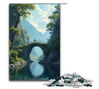 Rompecabezas de 1000 Piezas para Adultos Puente sobre el río Divertido Rompecabezas Familiar con póster a Juego y Hoja de Trivia (75 x 50 cm)