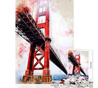 Rompecabezas de 1000 Piezas para Adultos Puerta Dorada en Acuarela Juego práctico para Mejorar la Memoria Juguete antiestrés Interacción Entre Padres e Hijos (52x38cm)