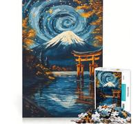 Rompecabezas de 1000 Piezas para Adultos Puerta Torii en el Agua con el Monte Fuji decoración de Pared Juguete para la interacción Entre Padres e Hijos 38x52cm