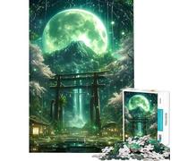 Rompecabezas de 1000 Piezas para Adultos Puerta Torii Mística Verde Juguetes DIY para Adultos Actividades Divertidas para aliviar el estrés en casa (Tamaño 38x52cm)