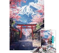 Rompecabezas de 1000 Piezas para Adultos Puerta Torii Monte Fuji Rompecabezas para Adultos Juego de ingenio Corte de precisión (tamaño 50x75cm)
