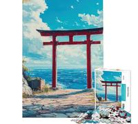 Rompecabezas de 1000 Piezas para Adultos Puerta Torii Roja Junto al Mar Rompecabezas prácticos para Adultos análisis y lógica cumpleaños y Navidad (tamaño 50x75cm)